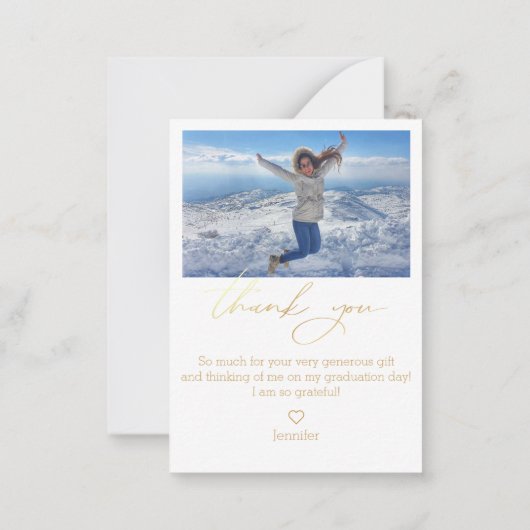 gouden handschrift bedankt afstuderen 2 foto's notitiekaartje