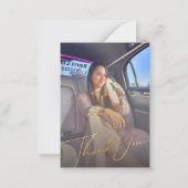 gouden handschrift bedankt afstuderen 2 foto's notitiekaartje (Voorkant)