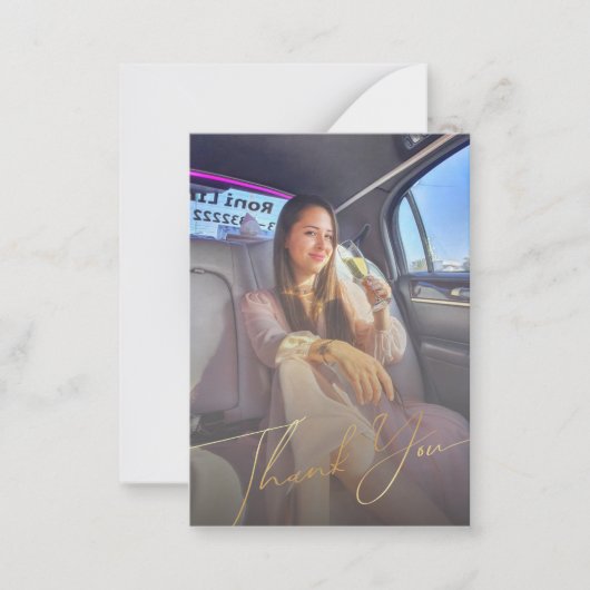 gouden handschrift bedankt afstuderen 2 foto's notitiekaartje (Voorkant)