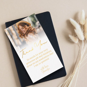 gouden handschrift bedankt voor de foto van het af notitiekaartje