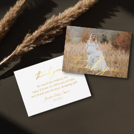 gouden handschrift bedankt voor je baby shower fot notitiekaartje