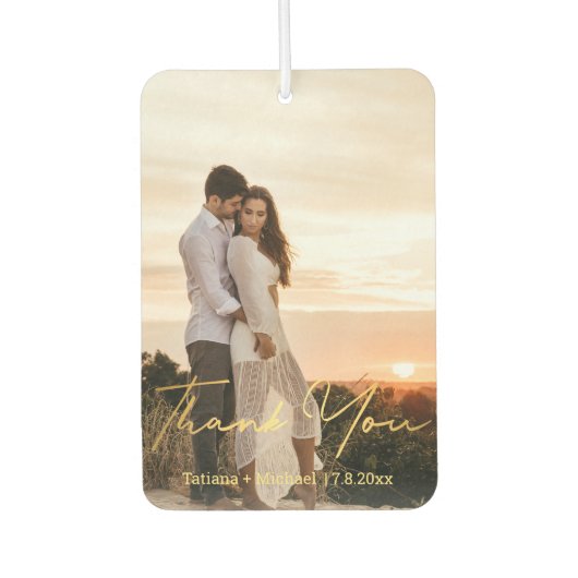 Gouden handschrift bruiloft 2 foto's Dank u Luchtverfrisser (Voorkant)