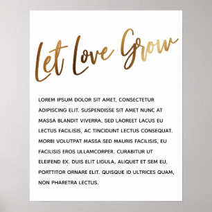 Gouden handschrift "Laat Liefde Groeien" Eenvoudig Poster