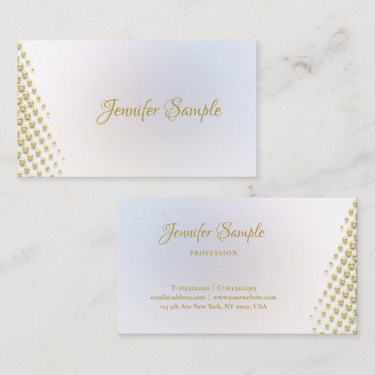 Gouden Handschrift Naam Moderne Sjabloon Elegant Visitekaartje (Voorkant / Achterkant)