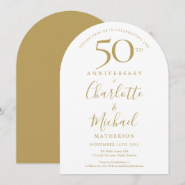 Gouden handtekening boog 50ste huwelijksjubileum kaart