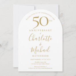 Gouden handtekening boog 50ste huwelijksjubileum kaart