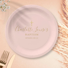 Gouden handtekening Doop Christening Roze Roos Pap Papieren Bordje