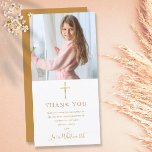 Gouden handtekening foto eerste heilige communie bedankkaart