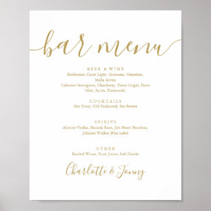 Gouden handtekening script bar menu bord poster