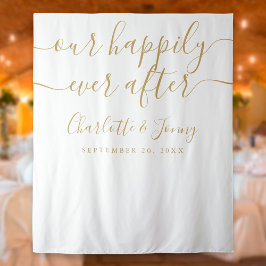Gouden handtekening script bruiloft photo booth ac wandkleed