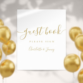 Gouden handtekening script gastenboek teken poster
