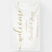 Gouden handtekening script huwelijks welkomstbanne spandoek (Verticaal)