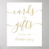 Gouden handtekening script kaarten en cadeaus bord poster (Voorkant)