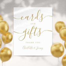 Gouden handtekening script kaarten en cadeaus bord poster