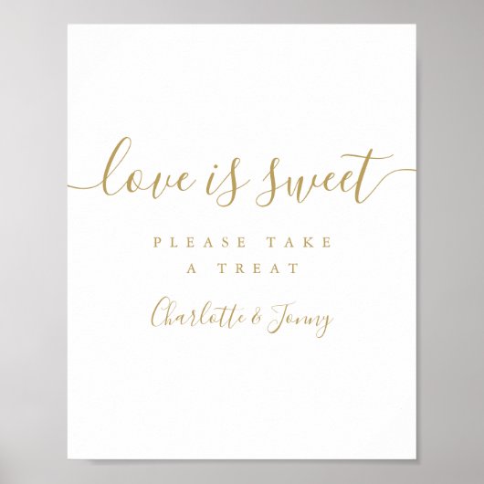 Gouden handtekening Script Love Is Sweet bord Poster (Voorkant)