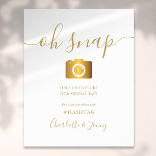 Gouden handtekening script Oh Snap bord Poster