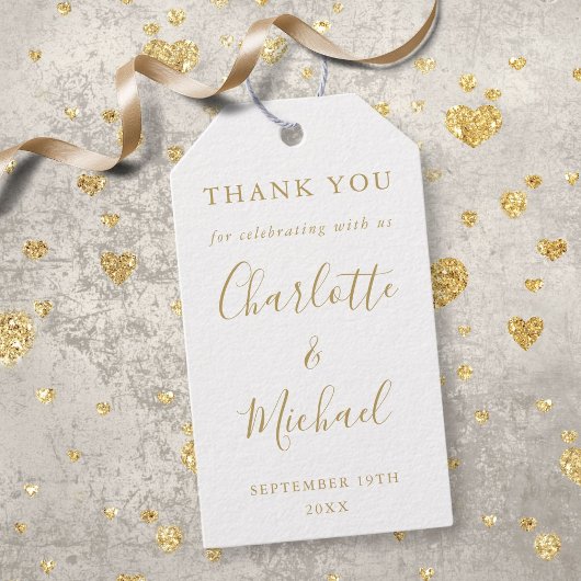Gouden handtekening script trouw geschenk bedankt cadeaulabel