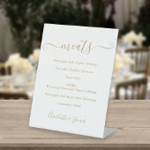 Gouden handtekening voedselmenu script reclamebord met voetstuk