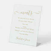 Gouden handtekening voedselmenu script reclamebord met voetstuk (Voorkant)