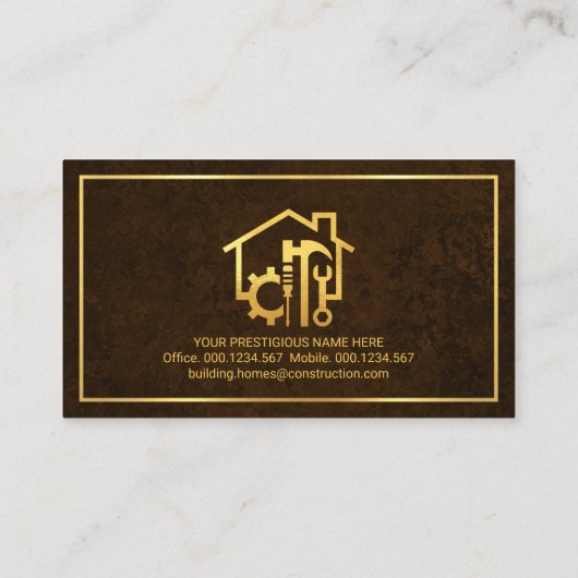 Gouden Handyman Gereedschap Bruin Grunge Visitekaartje (Achterkant)