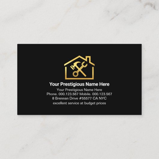 Gouden Handyman Gereedschap Dak Lijst Visitekaartje (Achterkant)