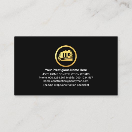 Gouden Handyman Gereedschap Home Reparatie Visitekaartje (Achterkant)