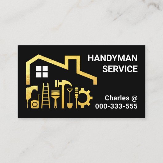 Gouden Handyman Gereedschap Home Reparatie Visitekaartje (Voorkant)