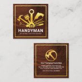 Gouden Handyman Gereedschap Huis Gebouw Vierkante Visitekaartje (Voorkant / Achterkant)
