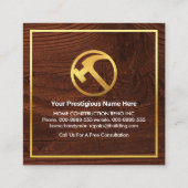 Gouden Handyman Gereedschap Huis Gebouw Vierkante Visitekaartje (Achterkant)