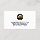 Gouden Handyman Gereedschap Huis op Hout Visitekaartje (Achterkant)