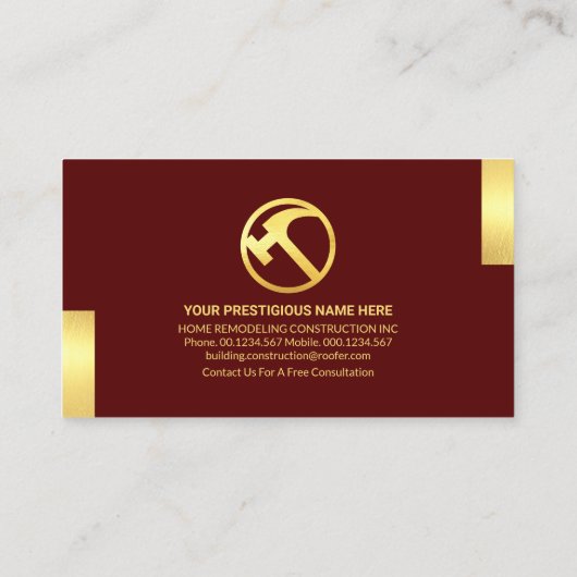 Gouden Handyman Gereedschap met Gouden Tabs Visitekaartje (Achterkant)