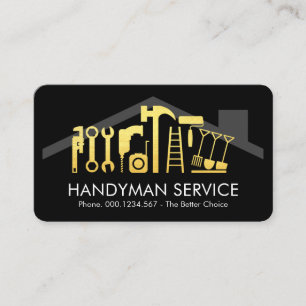 Gouden Handyman-gereedschap op dak Visitekaartje