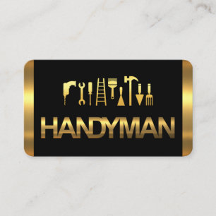 Gouden Handyman-gereedschap op gouden lagen Visitekaartje