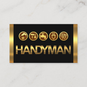 Gouden Handyman-gereedschap op gouden lagen Visitekaartje