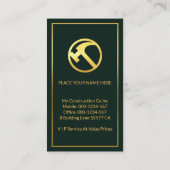 Gouden Handyman Gereedschap op Groen Goud Lijst Visitekaartje (Achterkant)