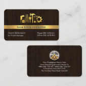 Gouden Handyman Gereedschap op Houtlaag Visitekaartje (Voorkant / Achterkant)