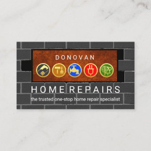Gouden Handyman-gereedschap op Plaquette Bakstenen Visitekaartje