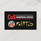 Gouden Handyman Gereedschap op Rode Lijn Visitekaartje (Voorkant)