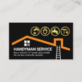 Gouden Handyman Gereedschap op Rooftop Building Visitekaartje (Voorkant)