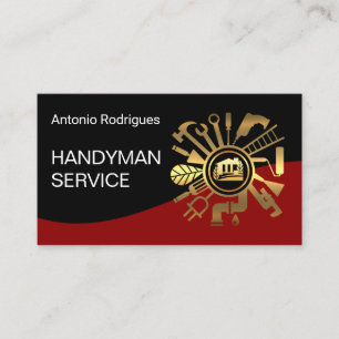Gouden Handyman Gereedschap Rode Golf Visitekaartje