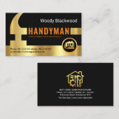 Gouden Handyman Hammer Home Reparaties Visitekaartje (Voorkant / Achterkant)