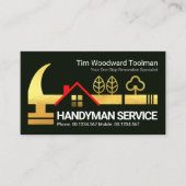 Gouden Handyman Hammer Rooftop Visitekaartje (Voorkant)