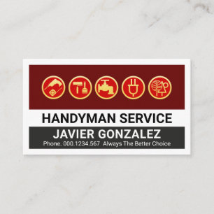 Gouden Handyman Reparatie Tool Lagen Visitekaartje