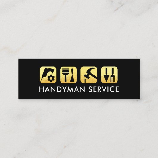 Gouden Handyman Tools Bord Mini Visitekaartje (Voorkant)
