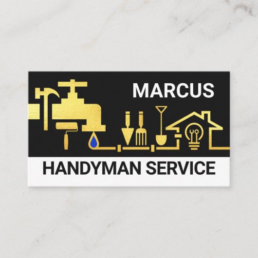 Gouden Handyman Tools Home Landschap Visitekaartje (Voorkant)