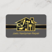 Gouden Handyman Tools Huisreparaties Visitekaartje (Voorkant)