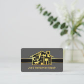 Gouden Handyman Tools Huisreparaties Visitekaartje (Staand voorkant)
