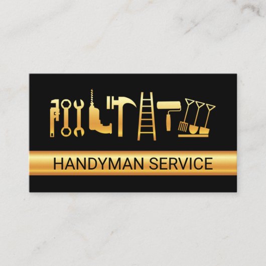 Gouden Handyman Tools Laag Visitekaartje (Voorkant)