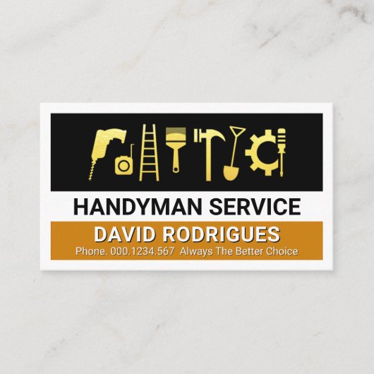 Gouden Handyman Tools Lagen Visitekaartje (Voorkant)