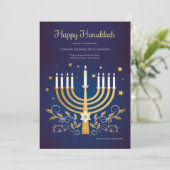 Gouden Hanukkah uitnodiging (Staand voorkant)